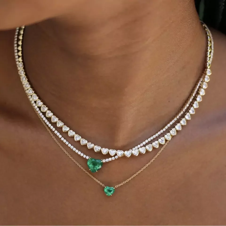 Tennis Bracelet Cubic - Kalung Rantai Tenis Bentuk Hati Bezel