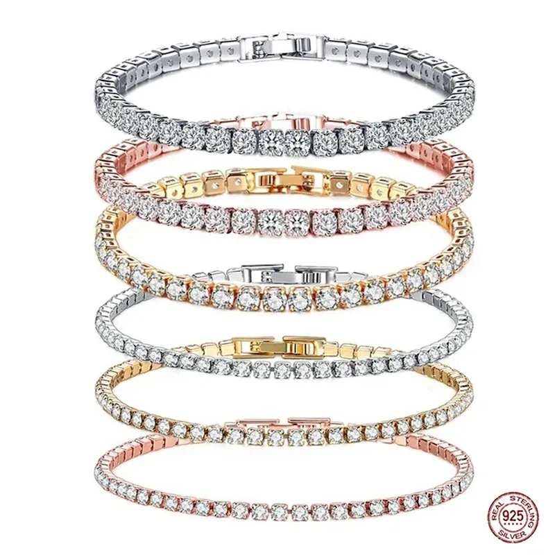 Tennis Bracelet Cubic - Gelang tenis Hip hop perak murni