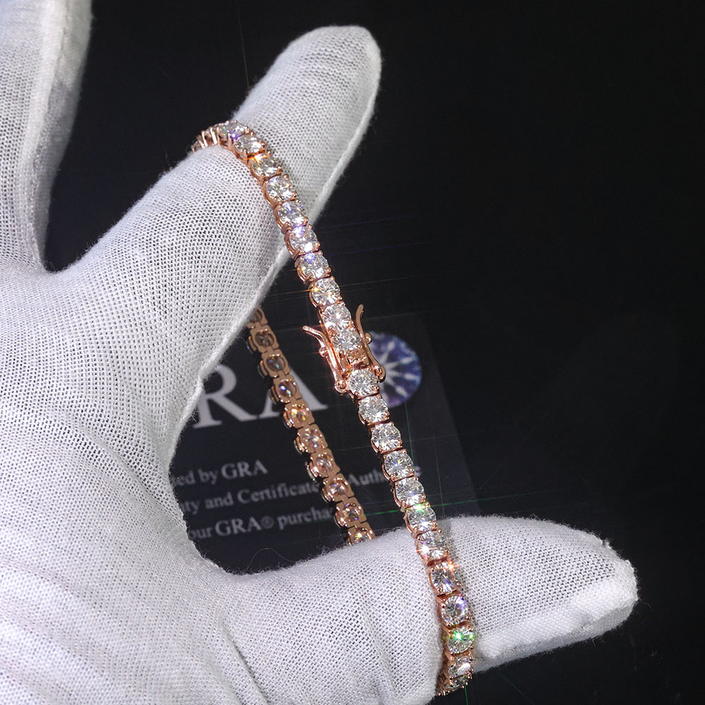 Rose Gold Bracelet - ESKEEM VVS Gelang Tenis Moissanite Wanita