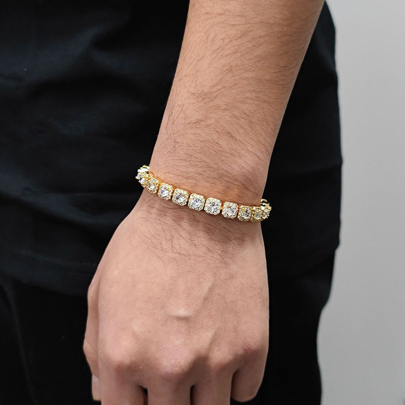 Gelang Tenis Emas B&C Pria, Zi - Tennis Bracelet Cubic ulasan dan harga