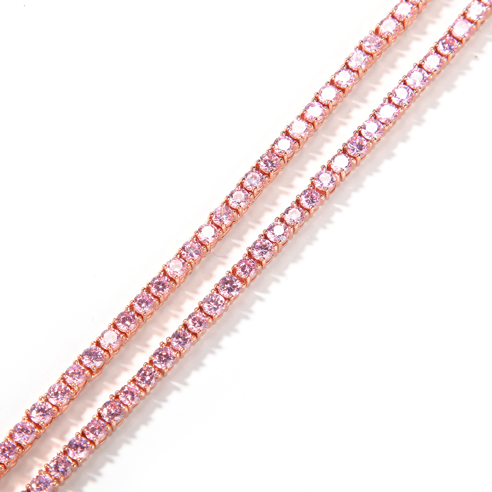 Uwin Rosegold Pink 4mm rantai  - Tennis Bracelet Cubic ulasan dan harga