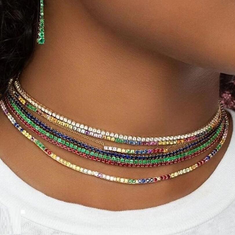 Warna-warni CZ Tenis Choker Ka - Tennis Bracelet Cubic ulasan dan harga