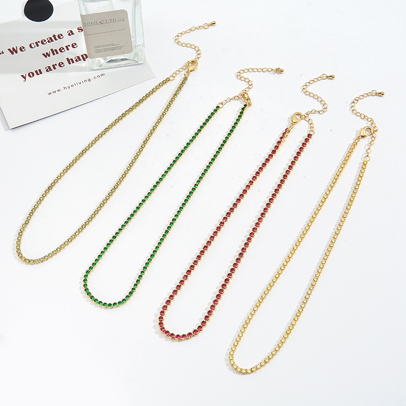 Warna-warni CZ Tenis Choker Ka - Tennis Bracelet Cubic ulasan dan harga