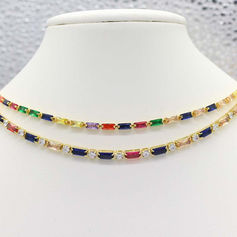 Warna-warni CZ Tenis Choker Ka - Tennis Bracelet Cubic ulasan dan harga